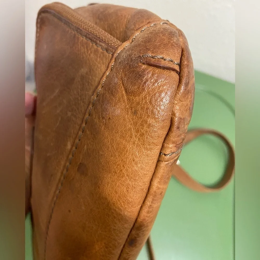 Vintage Fossil Crosstown Crossbody Bag Pebbled Leather Chestnut Brown
